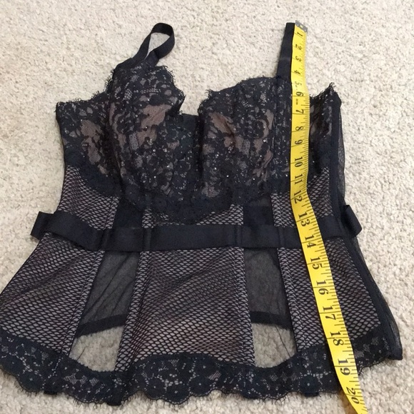 Victoria’s Secret SZ 36C black lace with mesh and rhinestones corset top. - Picture 7 of 9